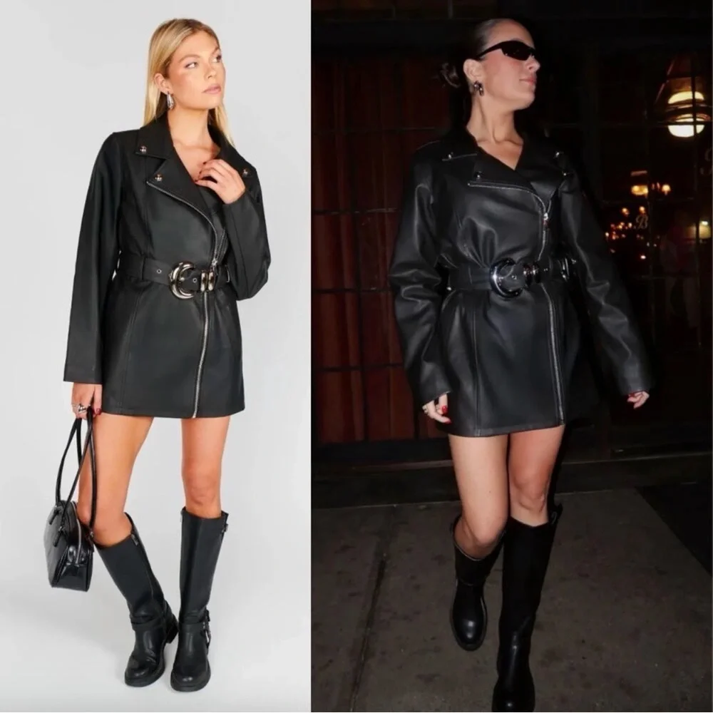 Show Me Your Mumu Stapleton Mini Dress in Caviar Faux Leather